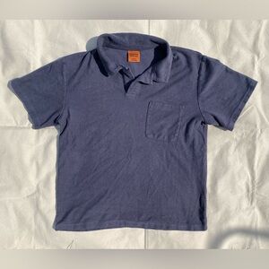 Rhythm Terry Cloth Navy Grey Short Sleeve Polo Style Shirt Casual Men’s Small